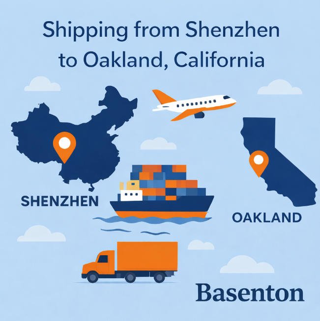 การขนส่งสินค้าจากเซินเจิ้นไปยังโอ๊คแลนด์ รัฐแคลิฟอร์เนีย