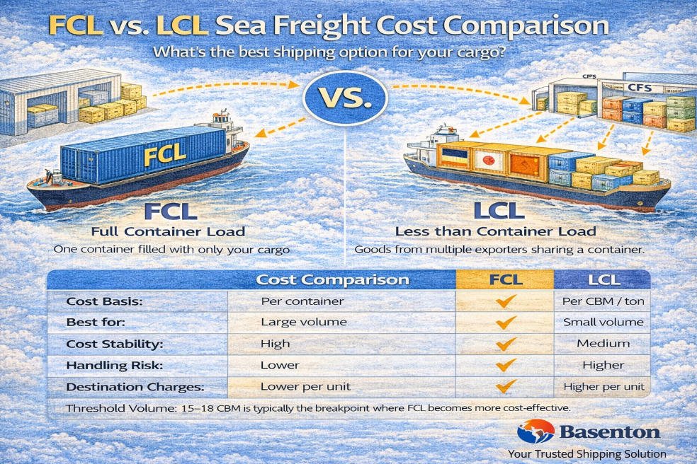 วิธีการคำนวณค่าขนส่งทางทะเลแบบ LCL และ FCL