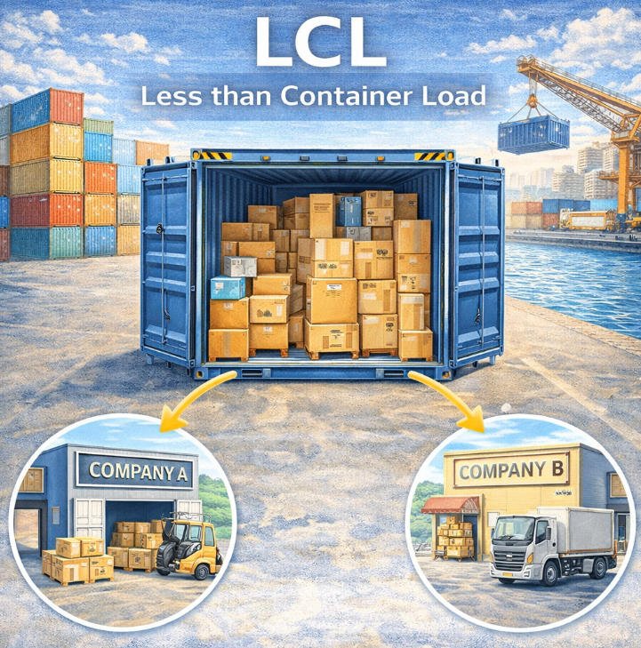 การขนส่งสินค้าแบบไม่เต็มตู้คอนเทนเนอร์ (LCL) คืออะไร